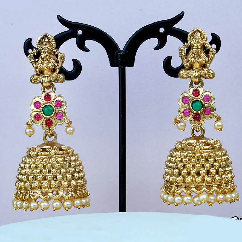 designer earrings for women-Diksha Collection Gold Plated Jhumki Earrings