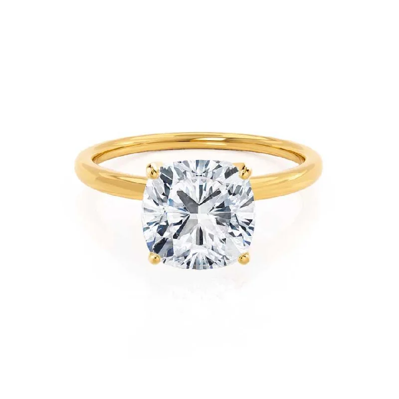 colorful engagement rings for women-LULU - Cushion Diamond Petite Solitaire 18k Yellow Gold Engagement Ring