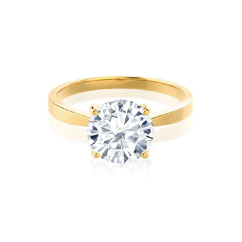 wedding engagement rings for women-LOTTIE - Round Diamond 4 Prong Tulip Solitaire 18k Yellow Gold Engagement Ring