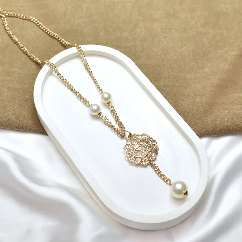 simple gold necklaces for women-TFC Prosperity Pearl Gold Plated Necklace