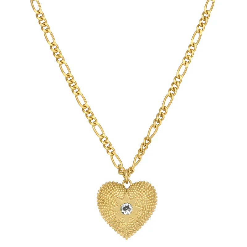 vintage gemstone necklaces for women-Zoe & Morgan Brave Heart Necklace - Gold Plated & Aquamarine