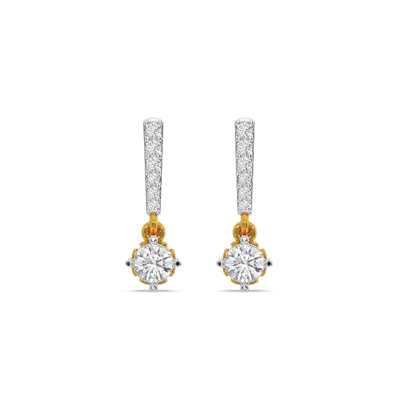 chunky earrings for women-Sadie Drop Solitaire Earring