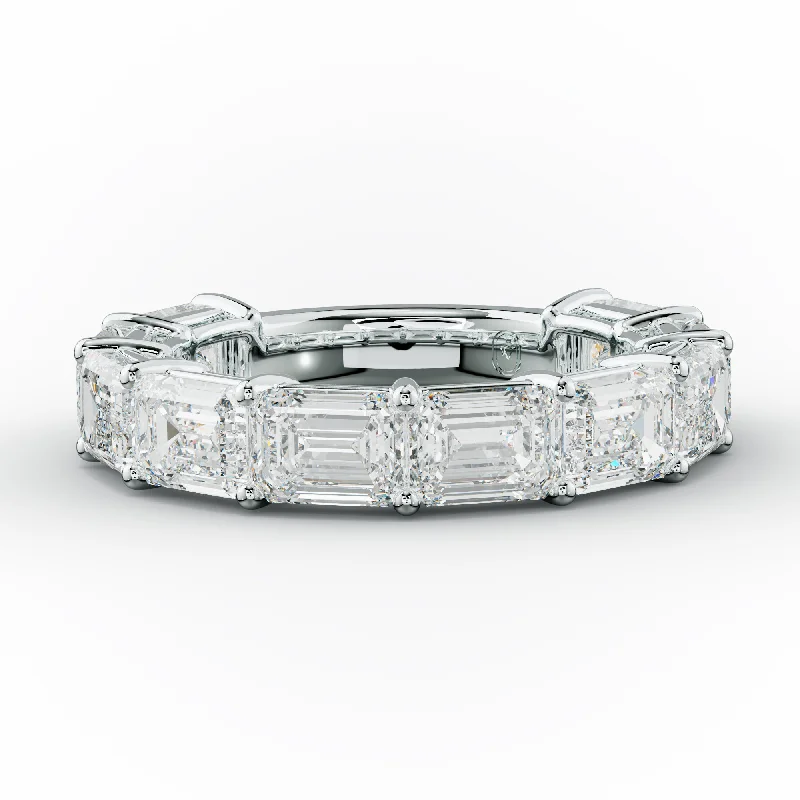 unique wedding rings for women-5.0 Carat East West Emerald Cut Diamond Anniversary Band