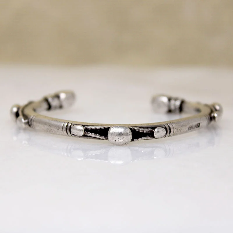 stackable bracelets for women-Hallmarked Egyptian Silver Cuff Bracelet