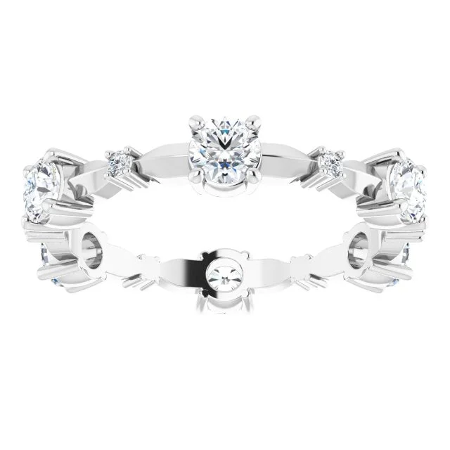 vintage rings for women-1.05 ct. Round Diamond Eternity Band Prong Set Diamond Ring