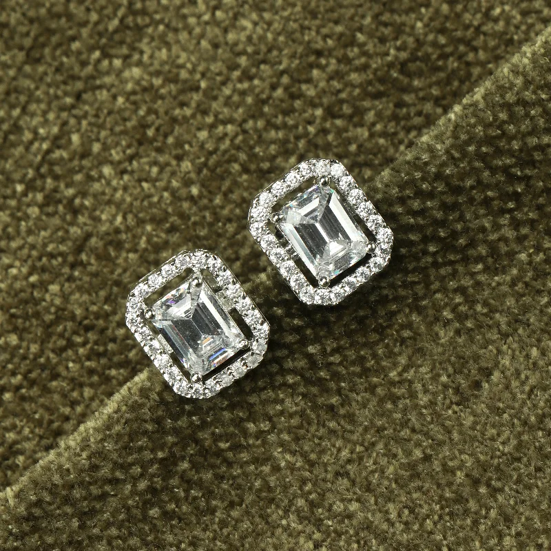 modern earrings for women-Nipura Classic Vintage Baguette Zircon Earrings