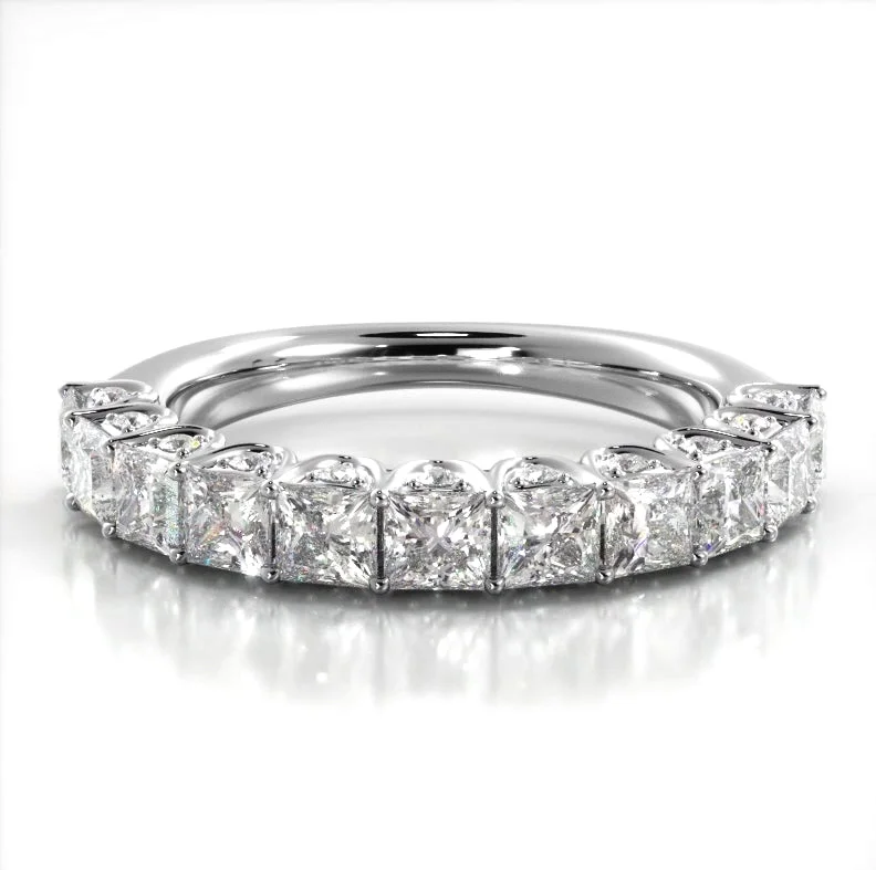 sterling silver engagement rings for women-1.88 ct. Princess And Round Diamond Wedding Band