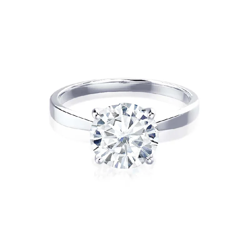 diamond engagement rings for women-LOTTIE - Round Diamond 4 Prong Tulip Solitaire Platinum 950 Engagement Ring