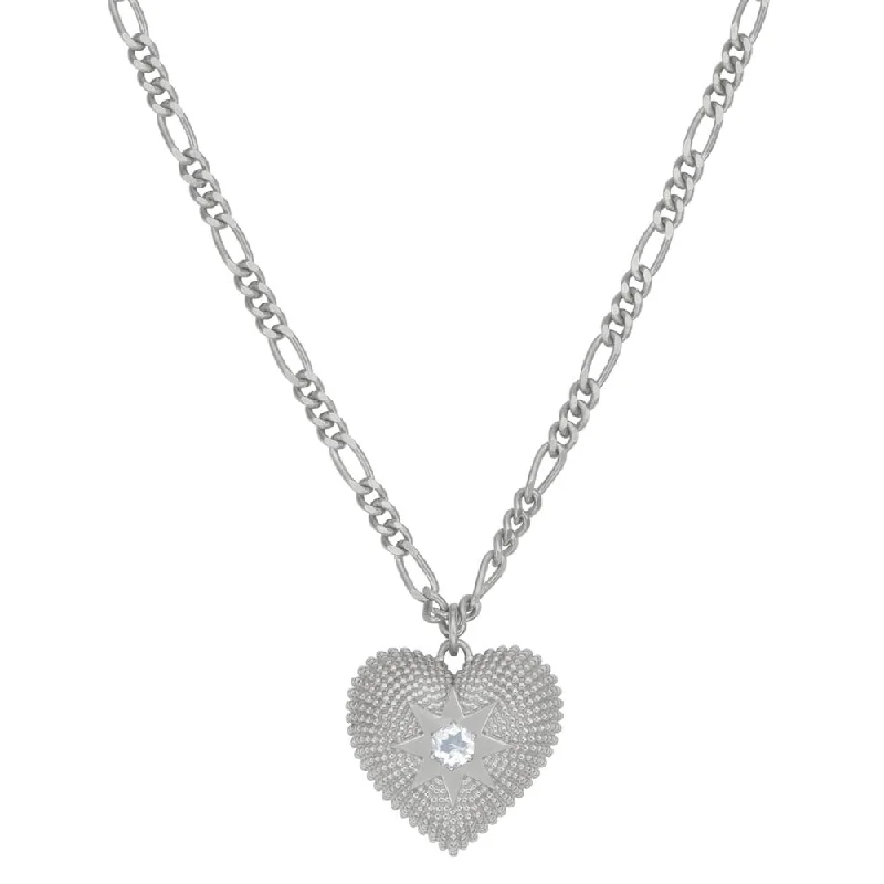 timeless necklaces for women-Zoe & Morgan Brave Heart Necklace - Sterling Silver & Aquamarine