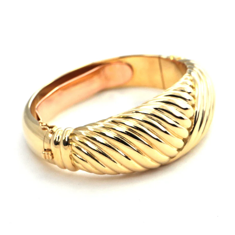 modern bracelets for women-Vintage Heavy 18k hinged cuff bracelet Circa 1970