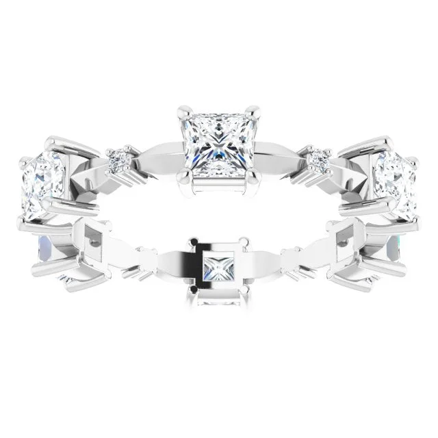 romantic rings for women-1.80 ct. Princess & Round Diamond Eternity Band