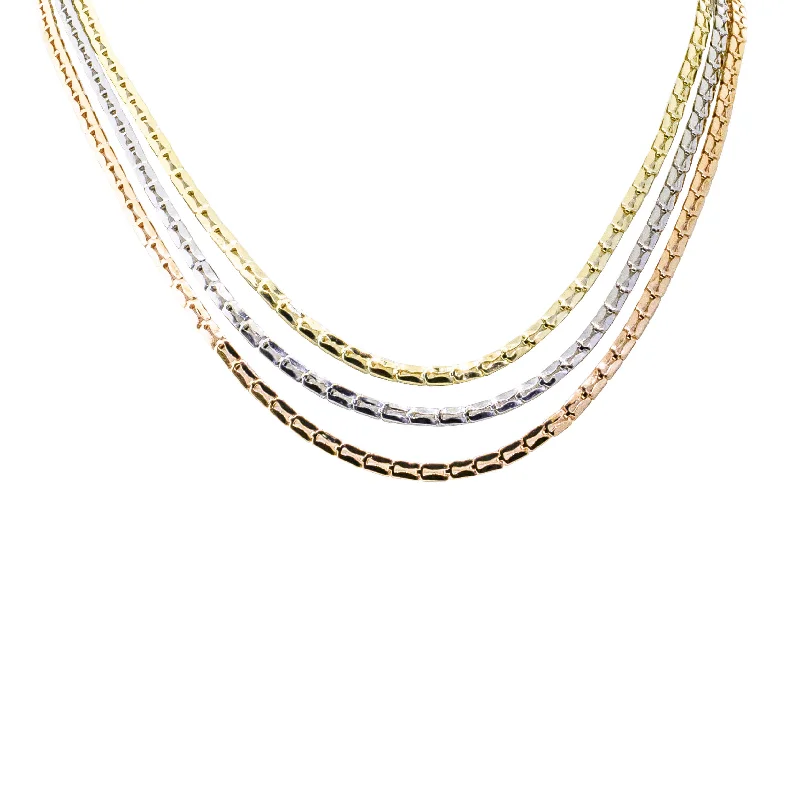 chic necklaces for women-Deja Vu 14ct Tri-Tone Gold Fancy Link Necklace