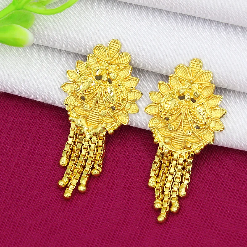 bold earrings for women-Mahavir Dye Gold Dangler Earrings