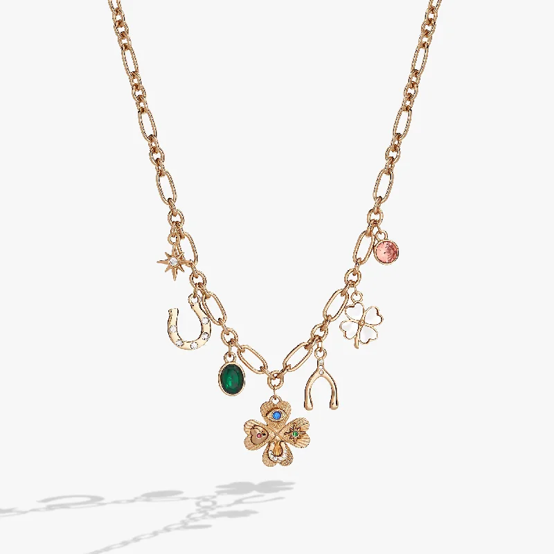 contemporary necklaces for women-Lucky Four Leaf Clover Charm Necklace