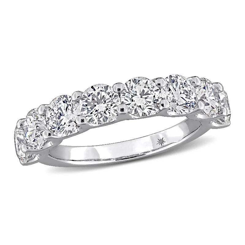 unique engagement rings for women-Created Forever 3ct TW Lab-Grown Diamond Semi-Eternity Anniversary Ring in 14k White Gold