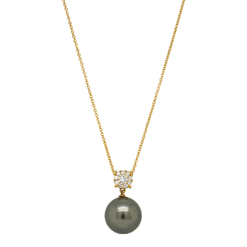 sapphire pendant necklaces for women-18ct Yellow Gold Tahitian Pearl & Diamond Galaxy Necklace