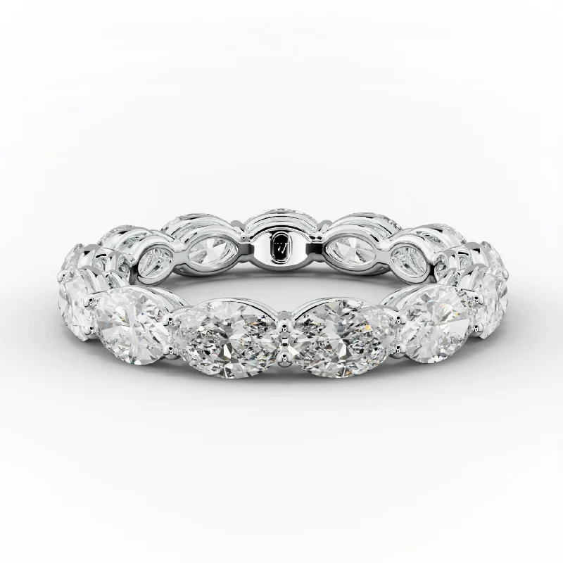 gemstone engagement rings for women-3.0 Carat East West Oval Cut Diamond Eternity Band