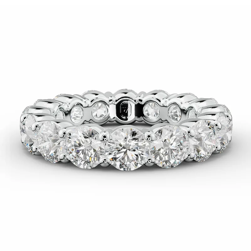 diamond-studded rings for women-5.0 Carat Round Cut Diamond Classic Eternity Band Shared Prong