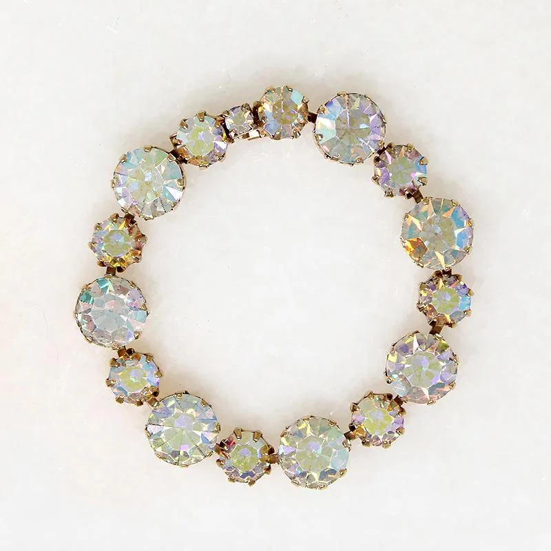 art deco bangles for women-Glamorous Aurora Borealis Rhinestone Bracelet