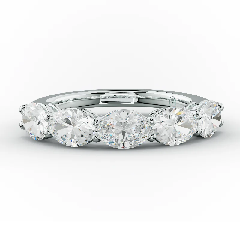 custom-made rings for women-2.0 Carat East West Oval Cut 5 Stone Diamond Anniversary Band