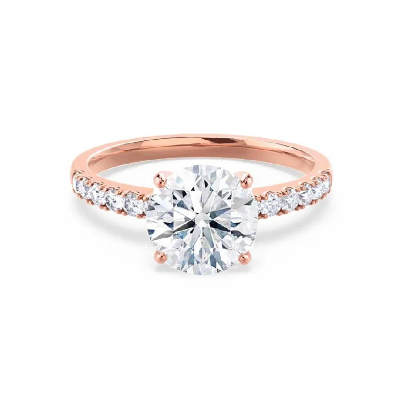 vintage-inspired engagement rings for women-GISELLE - Round Lab Diamond 18k Rose Gold Solitaire Ring