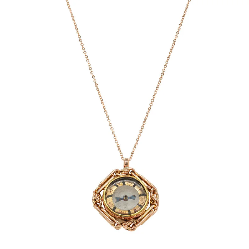 gold-plated necklaces for women-Vintage 9ct Yellow Gold Compass Pendant