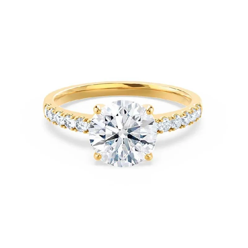 modern gold engagement rings for women-GISELLE - Round Diamond Solitaire 18k Yellow Gold Engagement Ring