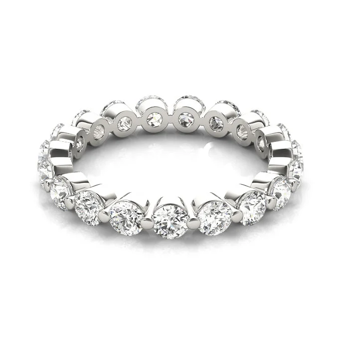 minimalist rings for women-2.0 Carat Diamond Floating Eternity Band, Single Shared Prong