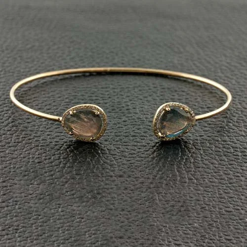 stackable gold bangles for women-Labradorite & Diamond Bracelet