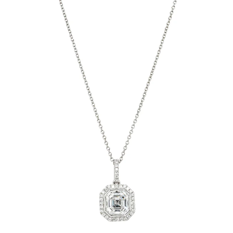 choker necklaces for women-18ct White Gold 2.09ct Reclaimed Asscher Diamond Isla Pendant