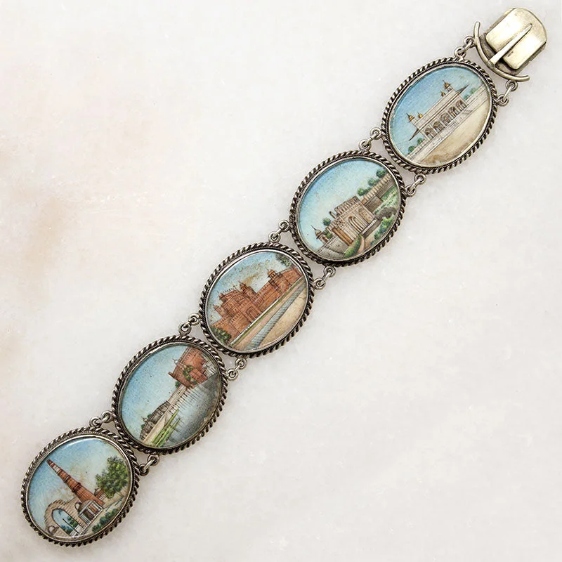 diamond bangles for women-Hand Painted 19th Century Grand Tour Souvenir Bracelet