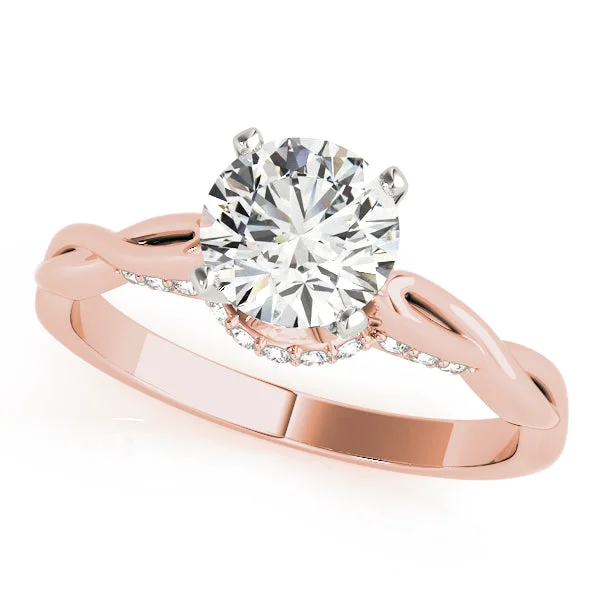 stylish diamond engagement rings for women-18K Rose Gold Solitaire Round Shape Diamond Engagement Ring