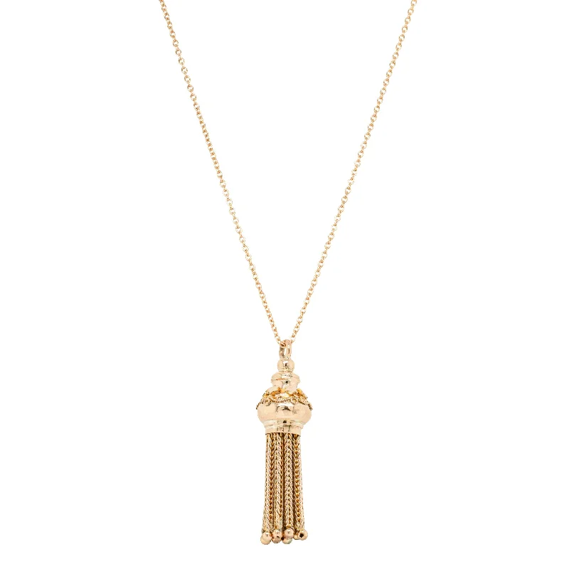 pearl necklaces for women-Vintage 8ct Rose Gold Tassel Pendant