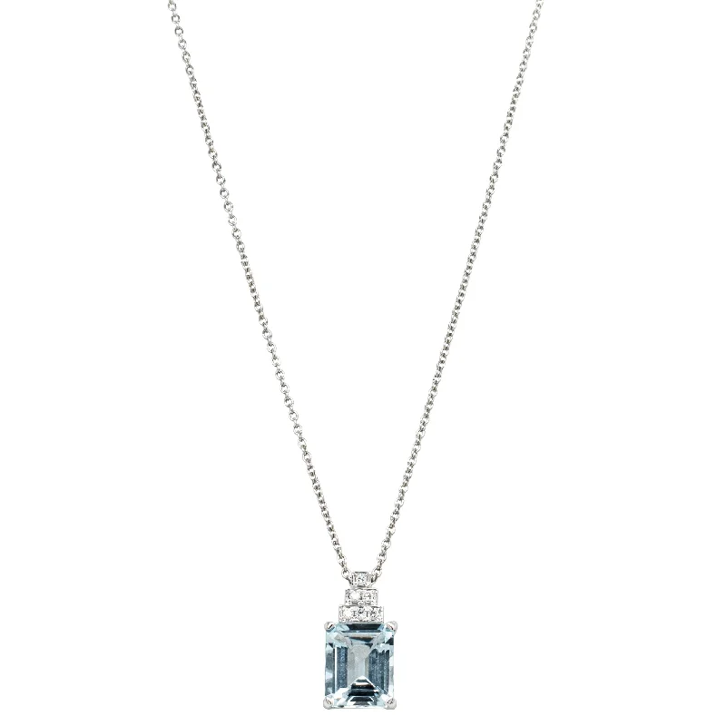 diamond pendant necklaces for women-18ct White Gold 2.80ct Aquamarine & Diamond Maya Pendant