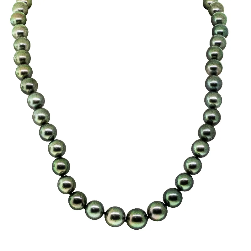 vintage necklaces for women-9ct White Gold Tahitian Black Pearl Strand