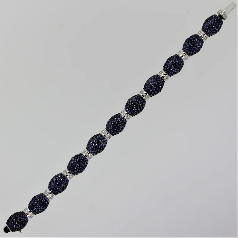 floral bangles for women-Blue Sapphire Diamond Gold Bracelet