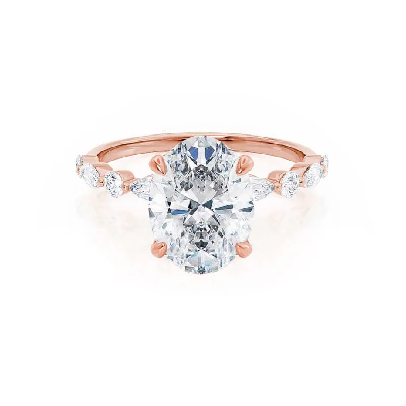 affordable sapphire engagement rings for women-ALLURE - Oval Diamond Scatter 18k Rose Gold Engagement Ring