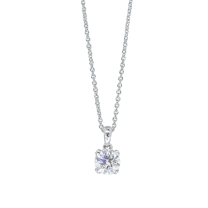 personalized necklaces for women-18ct White Gold 1.01ct Diamond Blossom Pendant