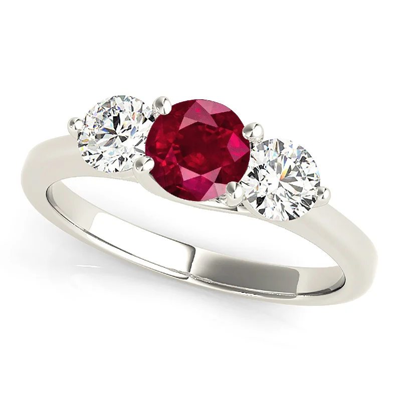 gemstone engagement rings for women-1.35 ct. Genuine Ruby Ring With Diamonds And Solid Gold Band