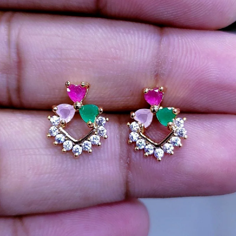 luxury gemstone earrings for women-Aamrapali Gold Plated AD  Studs Earrings