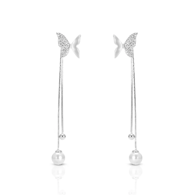 affordable earrings for women-Nipura Silver Vanya Pearl drip Danglers