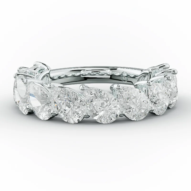 designer engagement rings for women-4.0 Carat Slanted Pear Diamond Anniversary Band