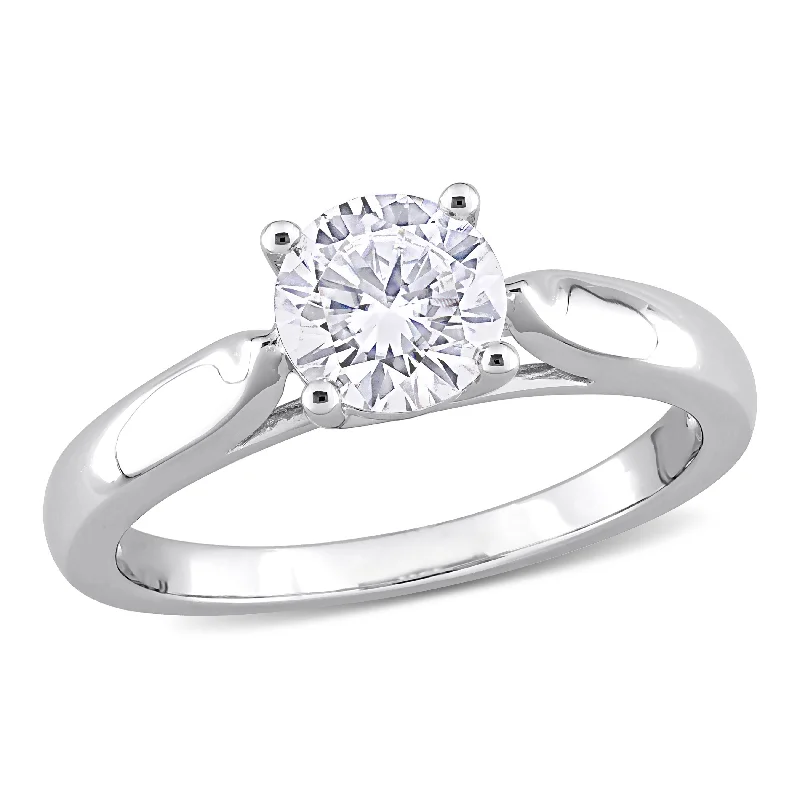 exquisite engagement rings for women-Mimi & Max 1ct DEW Created Moissanite Solitaire Engagement Ring in Sterling Silver