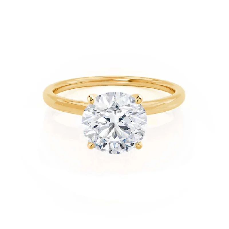 stackable engagement rings for women-LULU - Round Diamond Petite Solitaire 18k Yellow Gold Engagement Ring