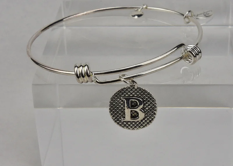 classic bangles for women-Extraordinary Life - Sterling Silver "B" Charm Bracelet