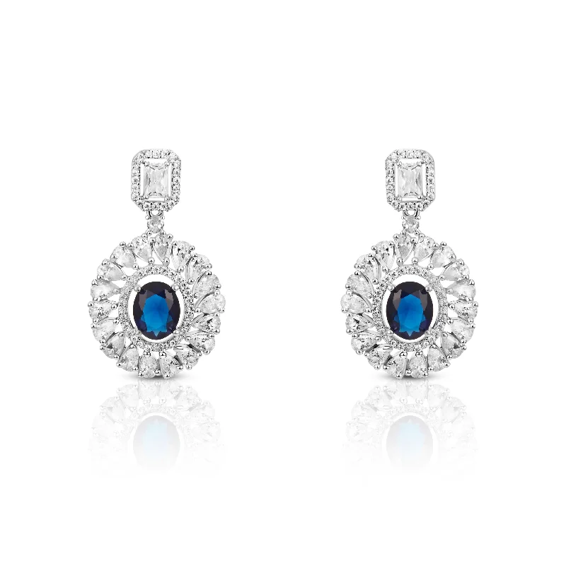 designer earrings for women-Nipura Royal Blue Daisy Danglers