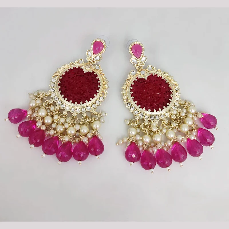 personalized earrings for women-Manisha Jewellery Gold Plated Kundan and Beads Dangler Earrings