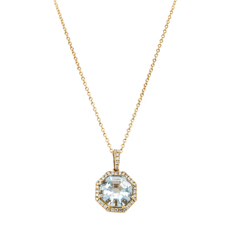 long necklaces for women-18ct Yellow Gold 3.04ct Aquamarine & Diamond Sierra Pendant