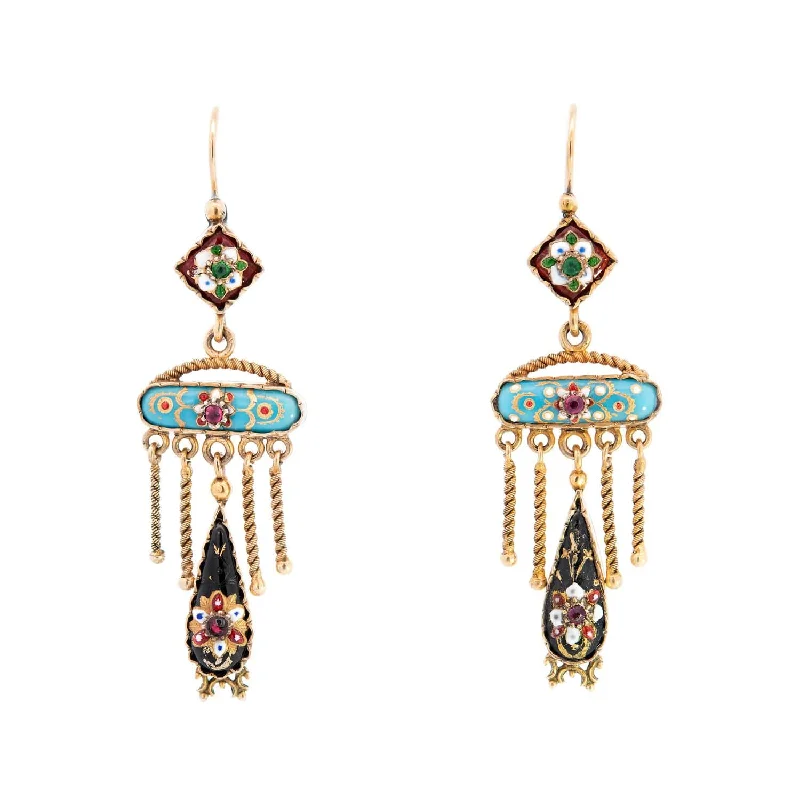 crystal earrings for women-Victorian Gold Filled French Bressan Earrings