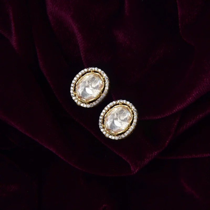 hoop earrings for everyday wear-Nipura Kundan 925 Silver Glory Moissanite Earrings